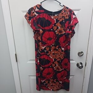 Floral Red and Black Women's Dress
